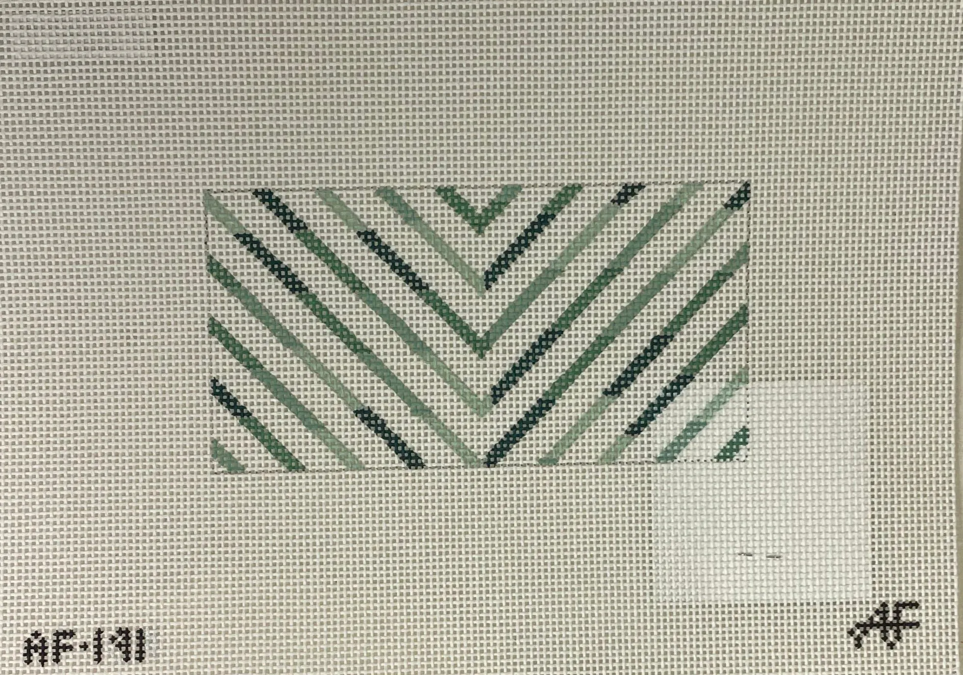 * Anne Fisher Needlepoint AF191 Green Chevron 3x6 insert