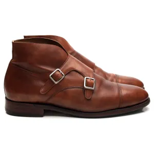 '101574' Tan Brown Museum Leather Double Monk Strap Boots UK 8