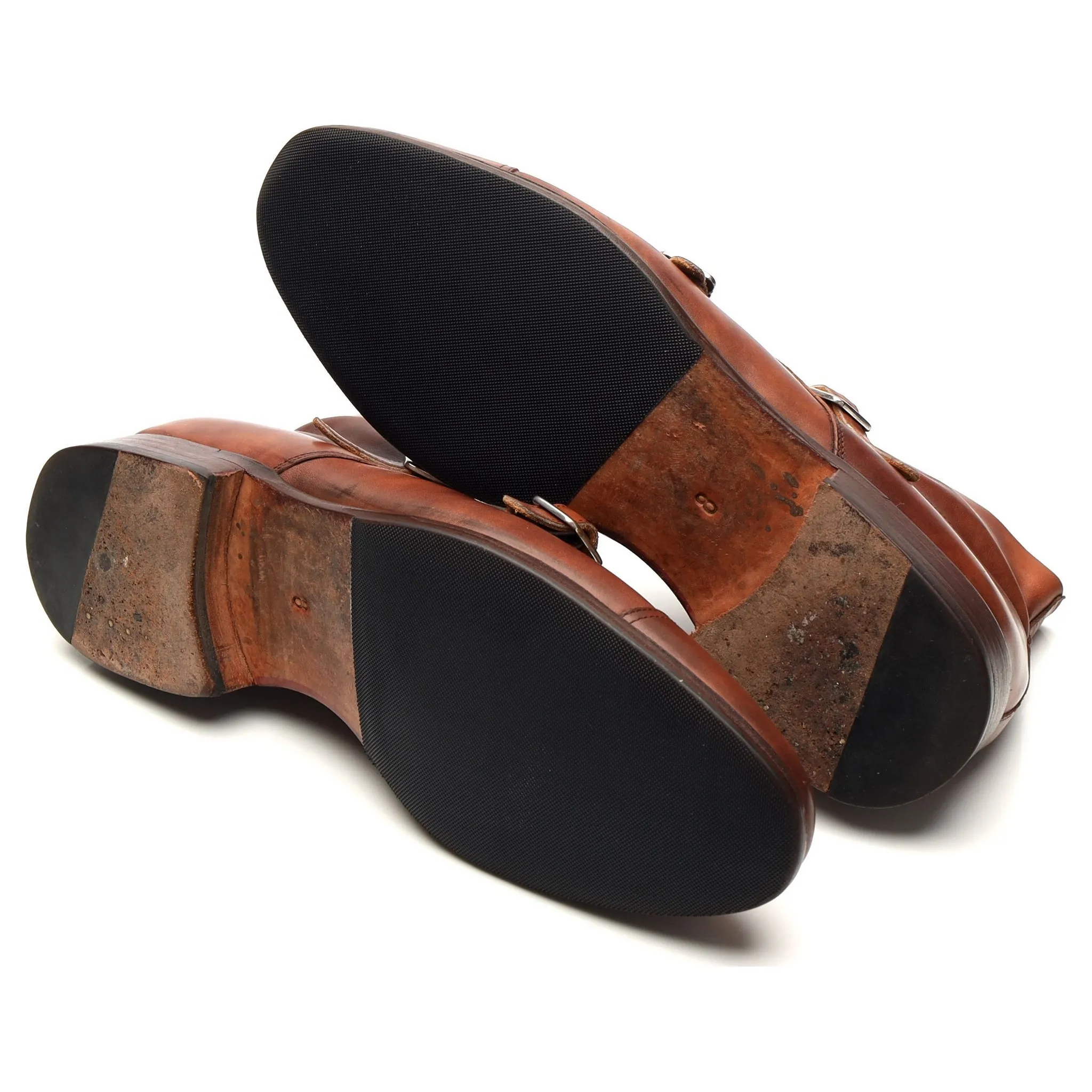 '101574' Tan Brown Museum Leather Double Monk Strap Boots UK 8