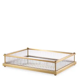 115720 - Tray Cora rectangular antique brass finish