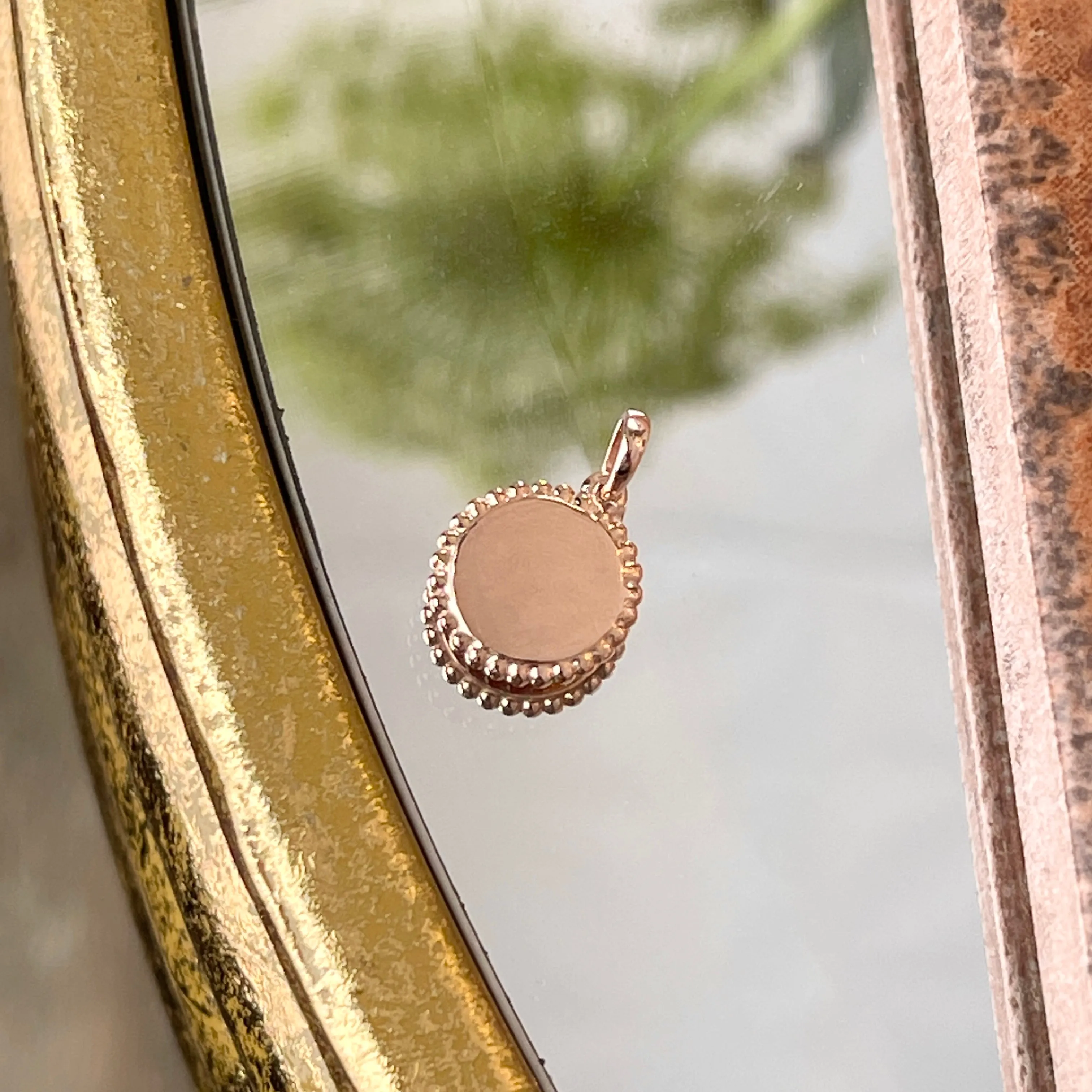 14KT Rose Gold Eye of Horus Beaded Round Pendant Charm