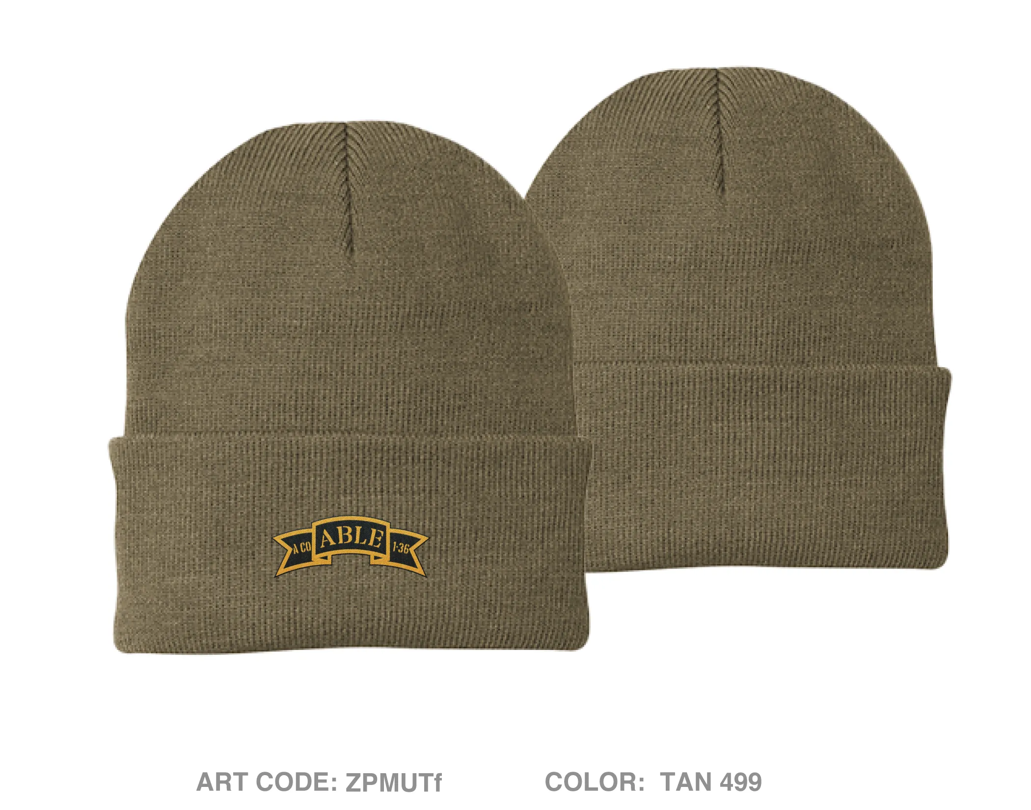 1st platoon, 2nd squad, A co, 1-36 IN Embroidered Knit Beanie - ZPMUTf
