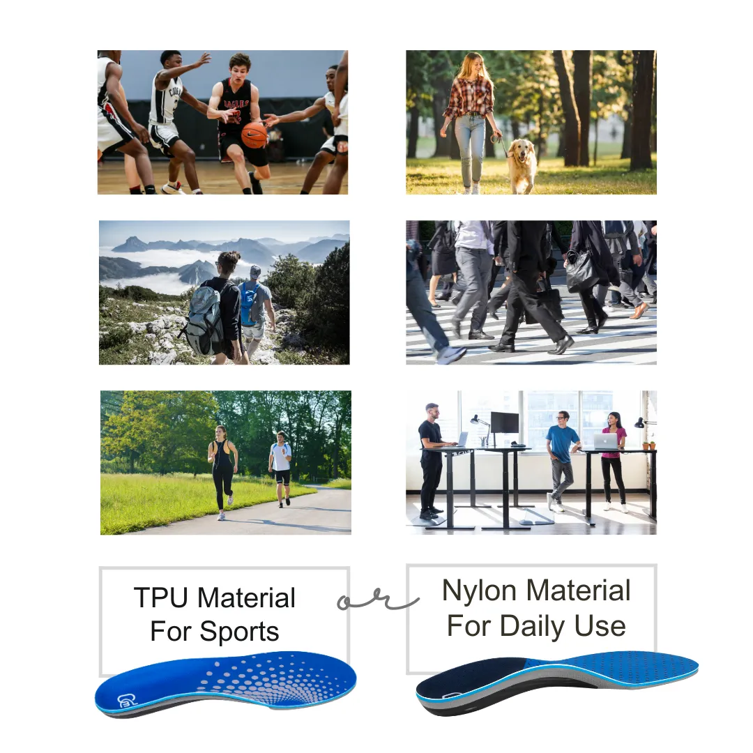 【2 Pairs】Plantar Fasciitis Insoles for High Arch Orthotic Inserts, 240 lbs Heavy Duty Support, Blue