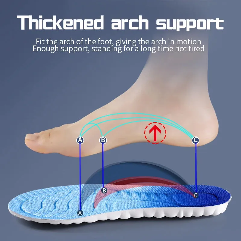 5D Sports Insoles for Shoes PU Soft Running Insole for Feet Breathable Shock Absorption Shoe Sole Arch Support Orthopedic Insert