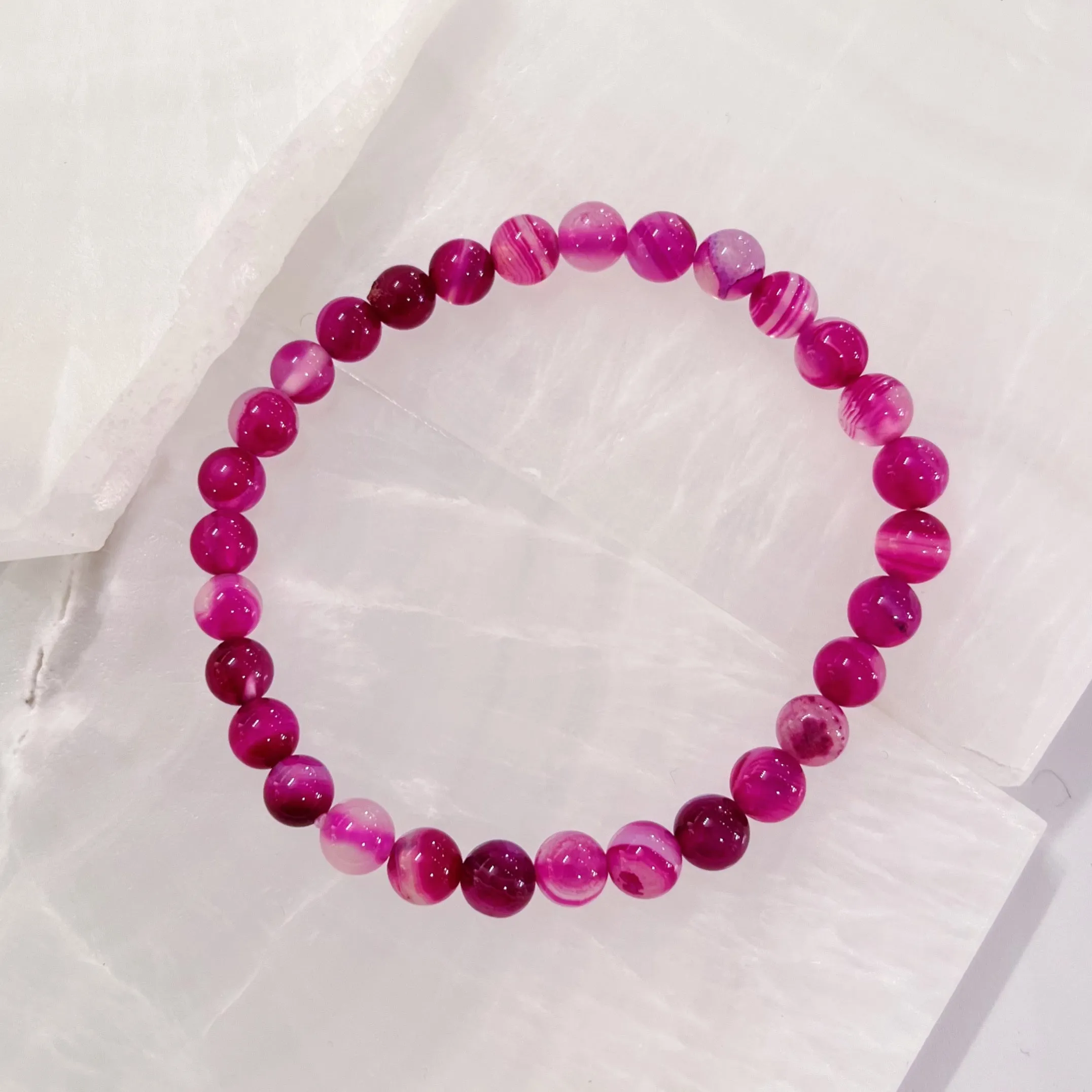 6MM PINK AGATE BEADED bracelet