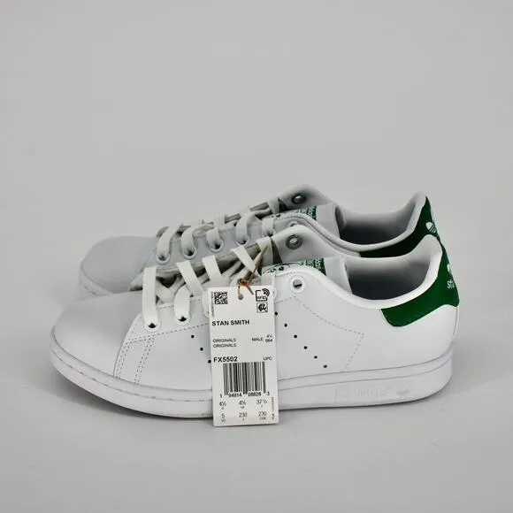 Adidas Originals Stan Smith Sneakers Boys Size 5 in White/Green NEW
