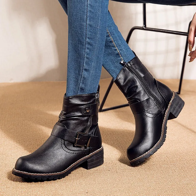 Adult Viscose Shoes Round Toe Women's Short Soft Brown Martin Boots