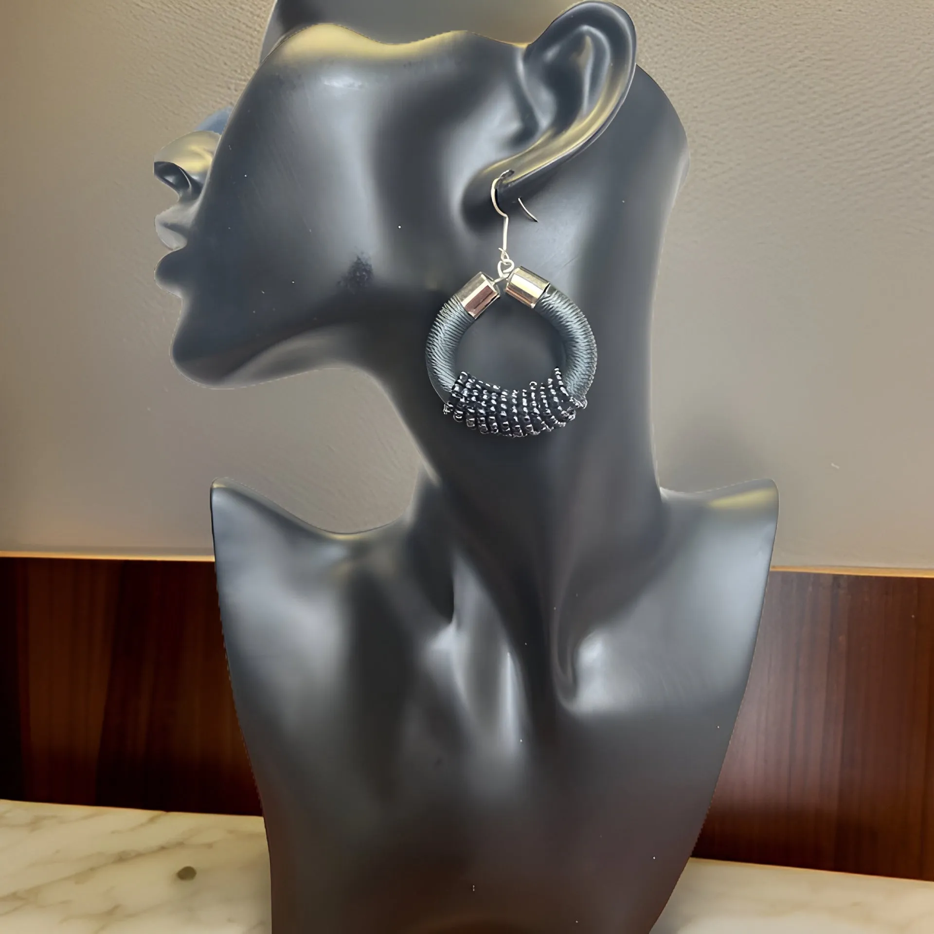 African Beaded Hoop Earrings