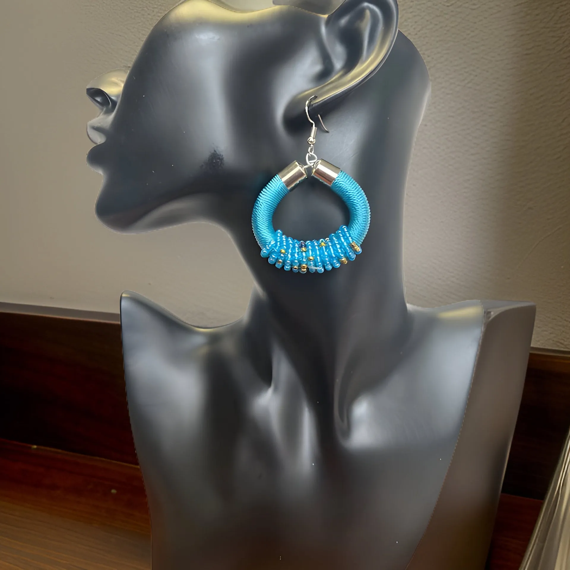 African Beaded Hoop Earrings