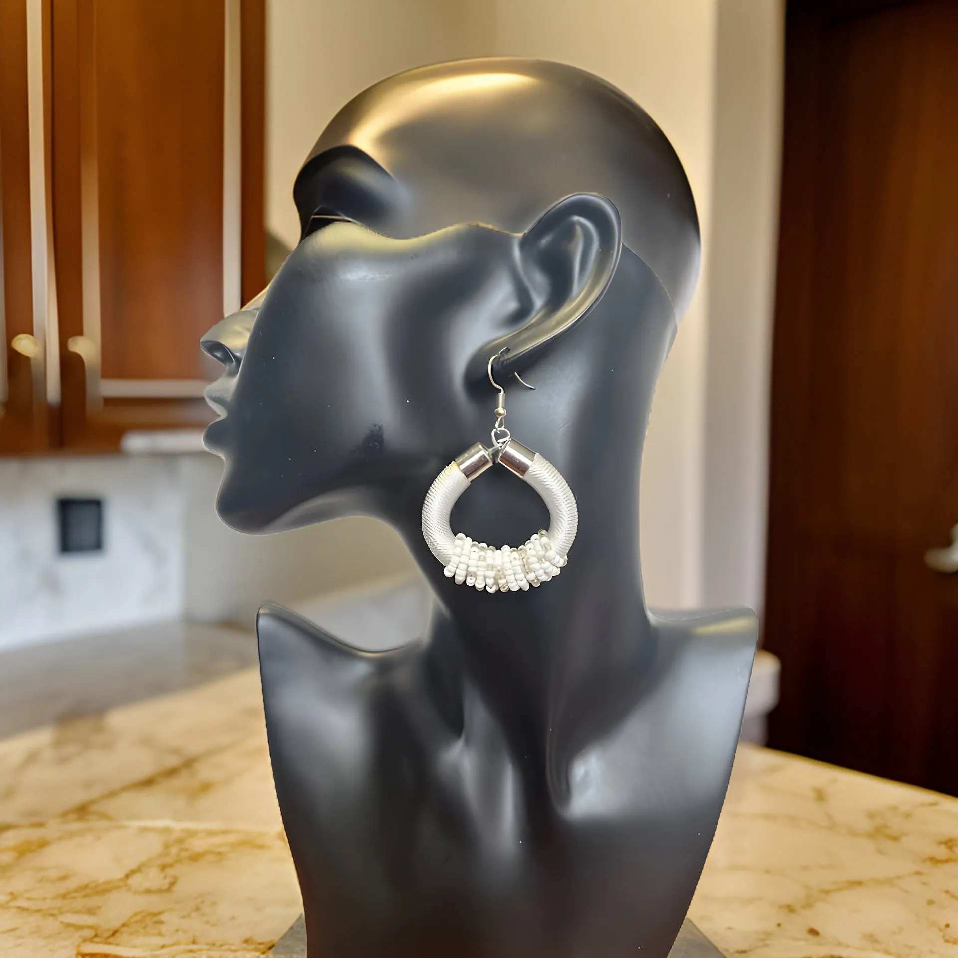 African Beaded Hoop Earrings