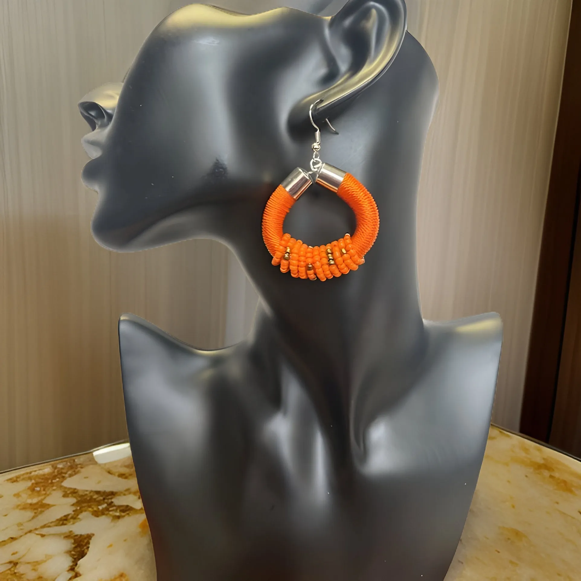 African Beaded Hoop Earrings