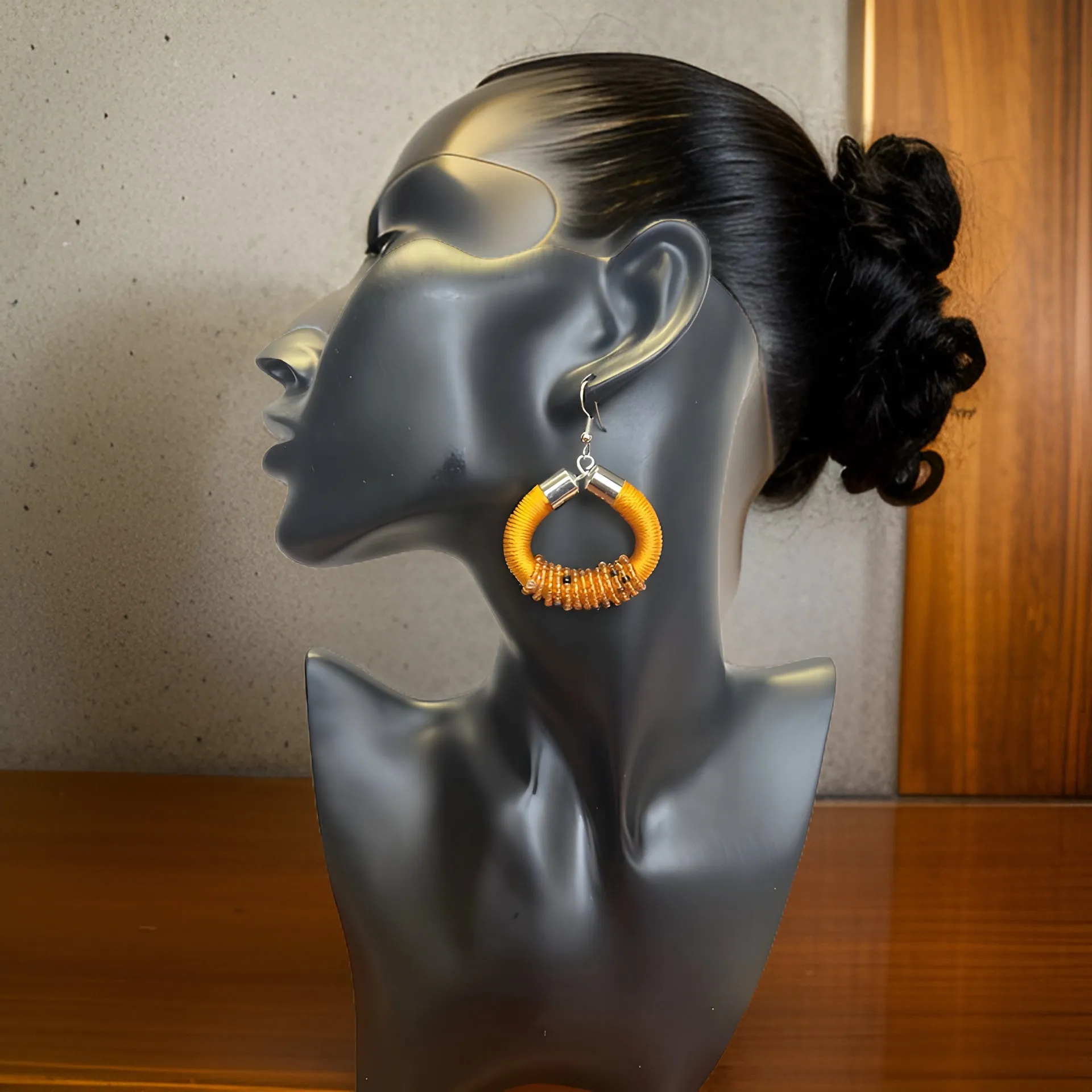 African Beaded Hoop Earrings
