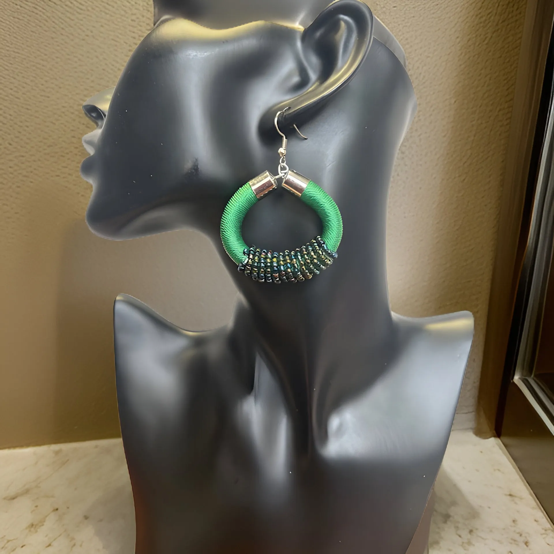 African Beaded Hoop Earrings