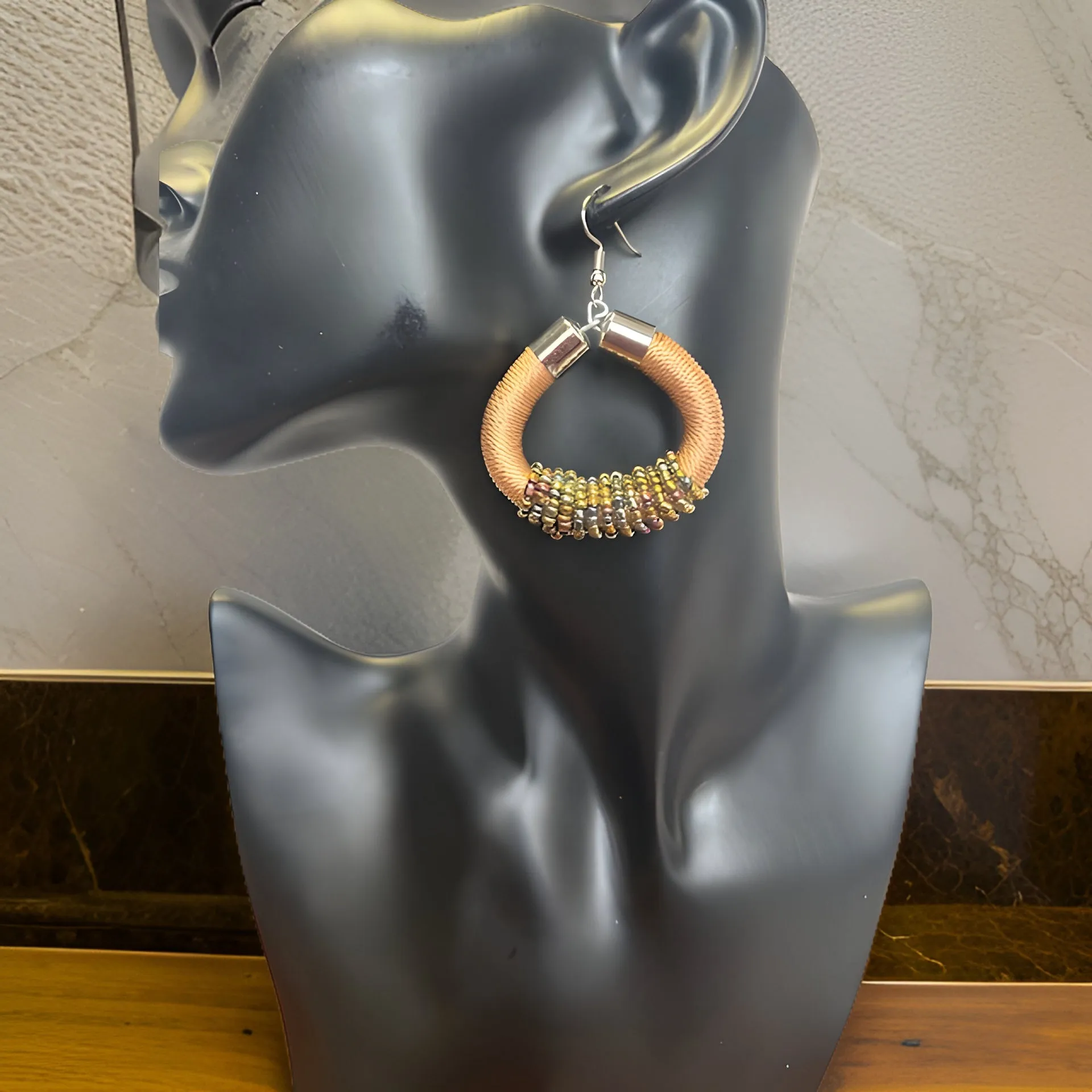 African Beaded Hoop Earrings