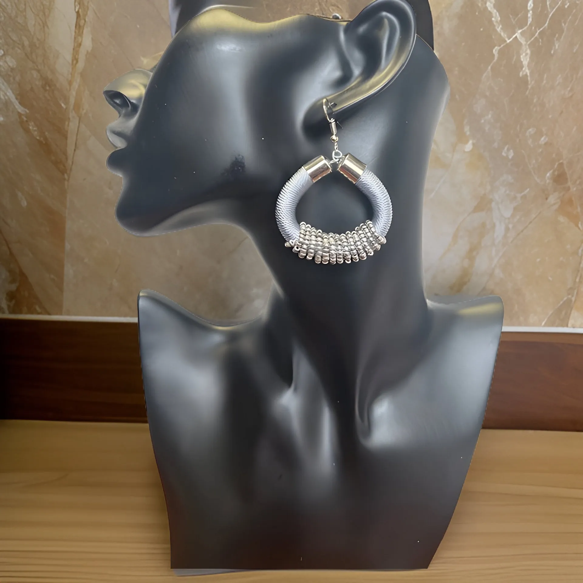 African Beaded Hoop Earrings