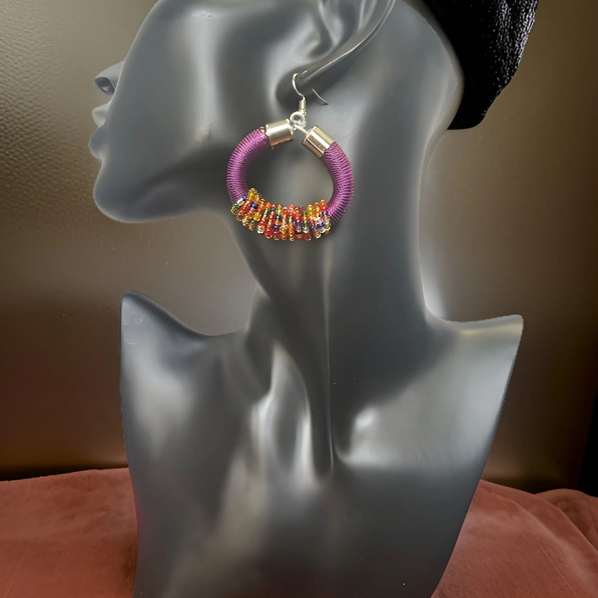 African Beaded Hoop Earrings