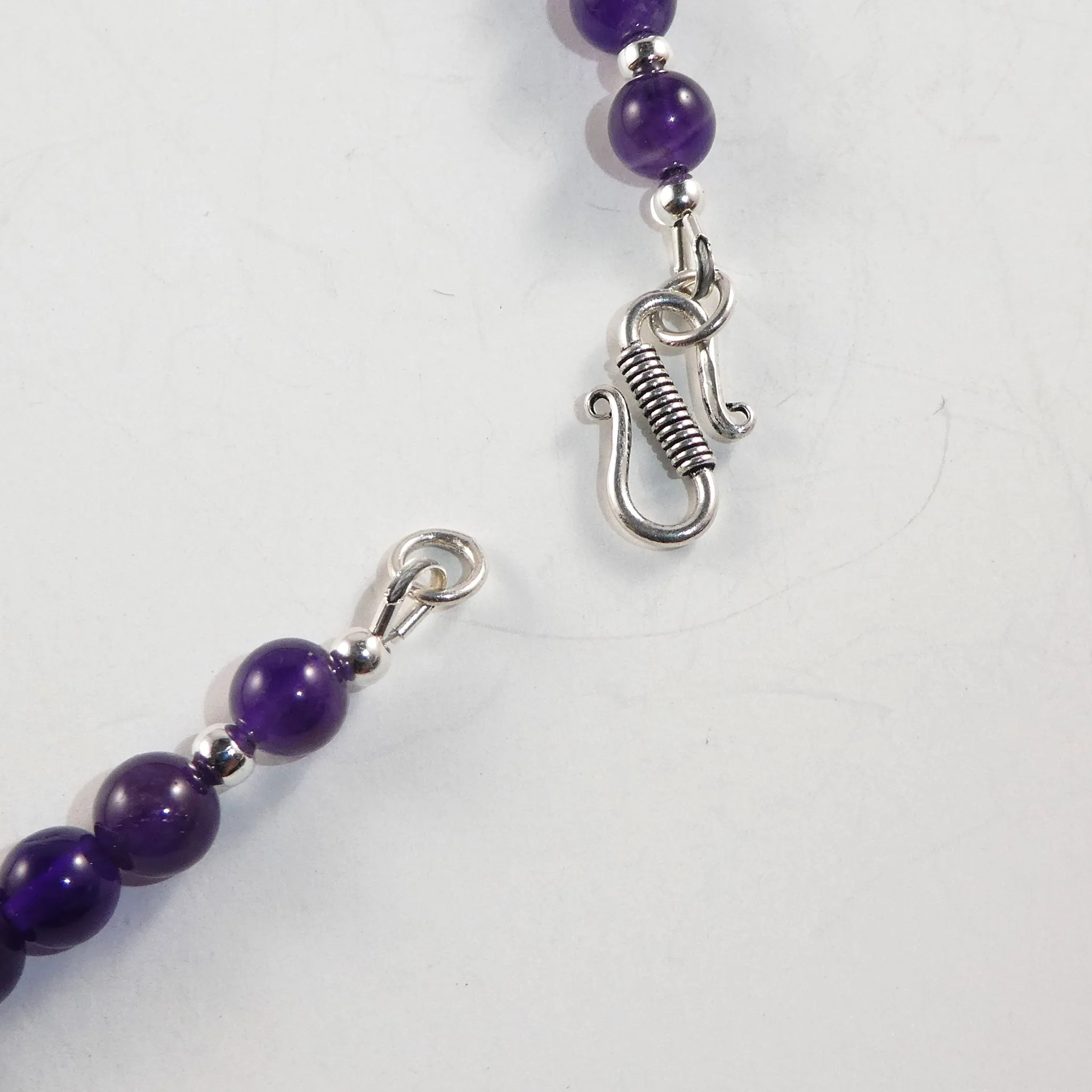 Amethyst Sterling Silver Beaded Necklace