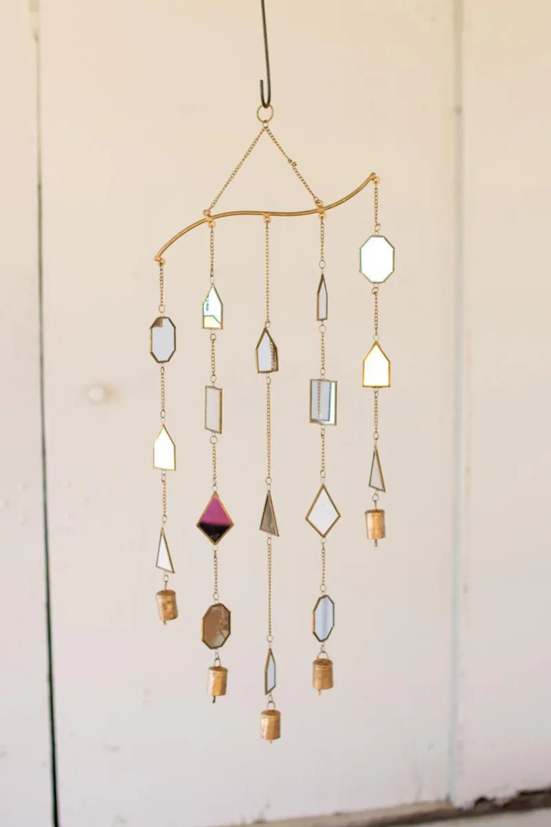 Antique Brass Geometric Mirror Suncatcher