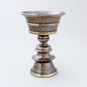 Antique Finish Carved Copper Butterlamp, 7 inch