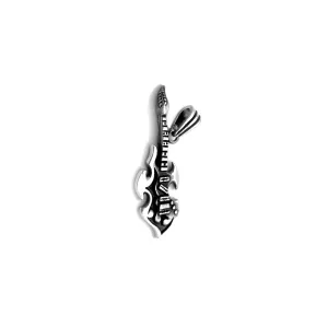 Antique-Finish Electric Guitar Pendant (Silver)
