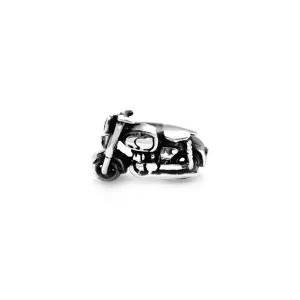 Antique-Finish Harley-Davidson Motorcycle Ring (Silver)