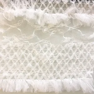 Argyle Pattern Trim Corded Fringe Design Embroidered Lace Fabric