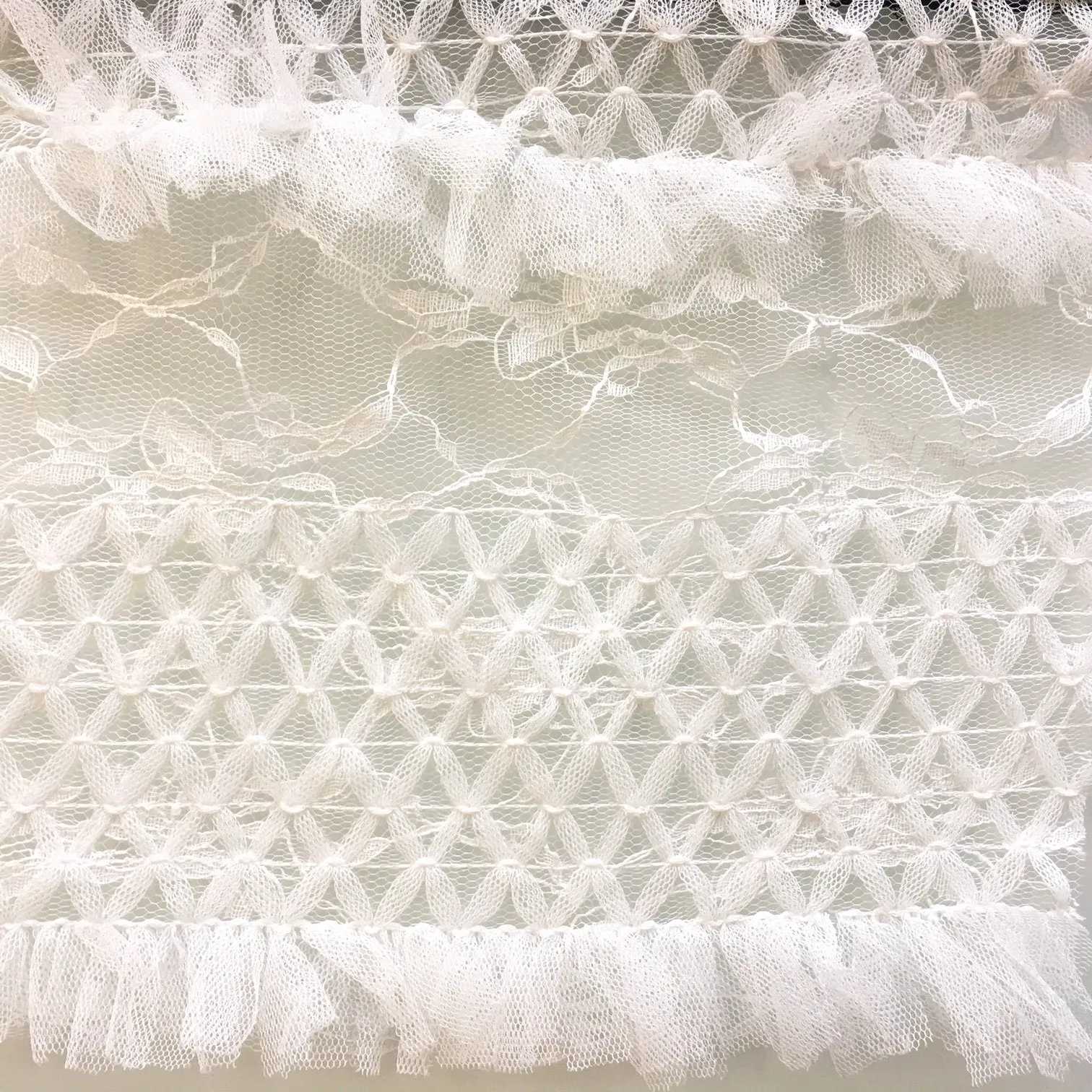 Argyle Pattern Trim Corded Fringe Design Embroidered Lace Fabric