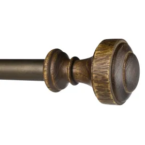 Asher Farmhouse Rustic Walnut Bronze Finish Curtain Rods 28"- 48", 48"- 84", 84"- 144" (Set of 2)