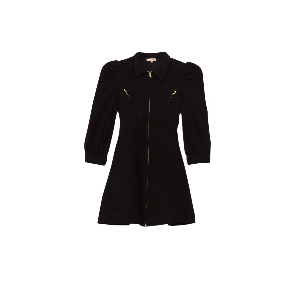 Baby Cord Collared Dress Black