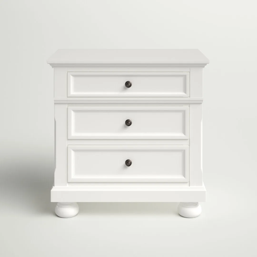 Bade 3 - Drawer Nightstand Beachcrest Home™ Color: White