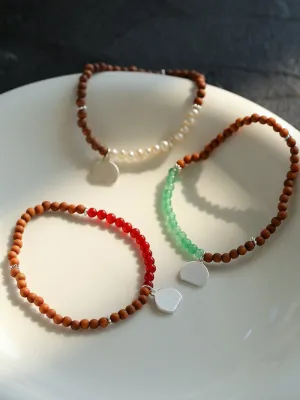 Barbie Sandalwood Freshwater Pearl & Agate Stretch Bracelet