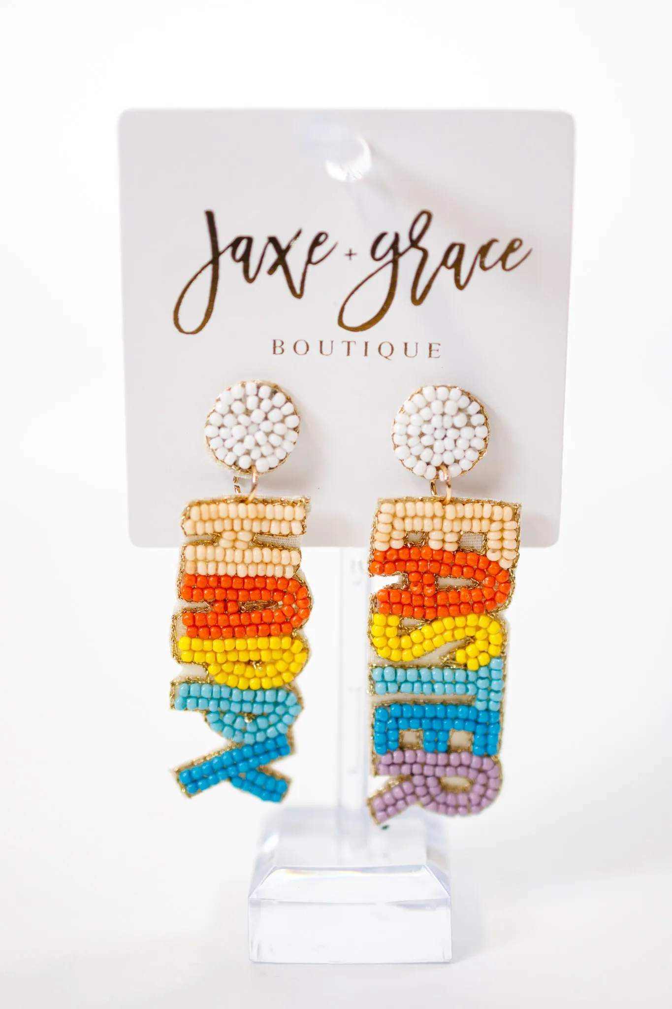 Beaded HAPPY EASTER Earrings