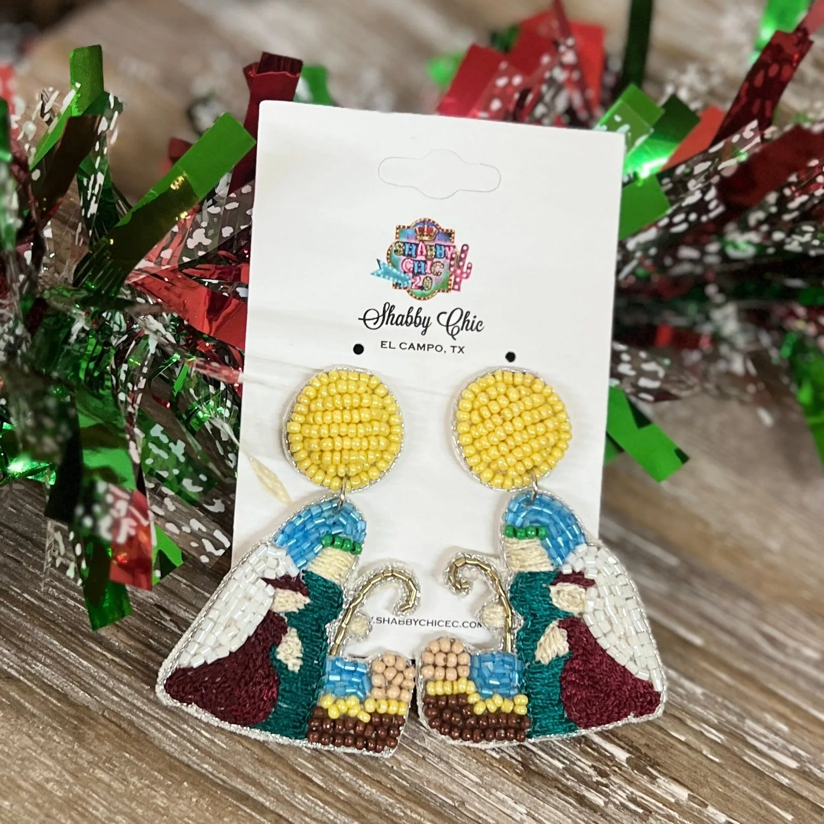 Beaded Holy Family Earrings