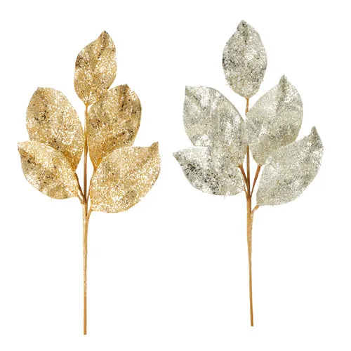 Beaded Metallic Leaf Spray