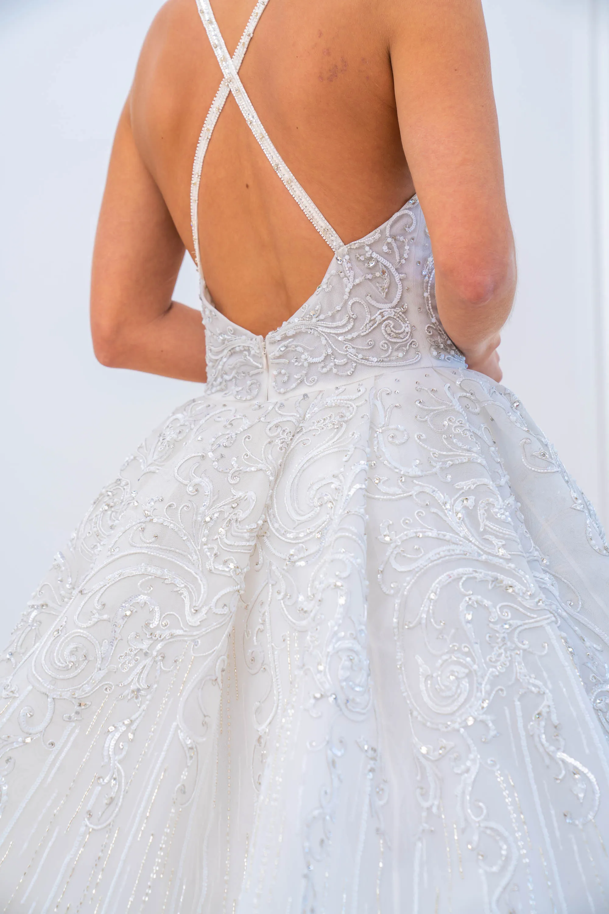 Beaded Plunge Neckline Ballgown
