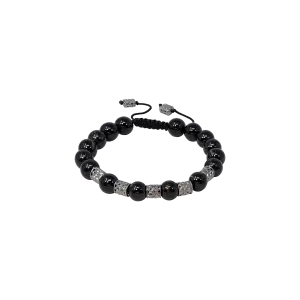 BEADED PULL BRACELET WITH BLACK TOURMALINE