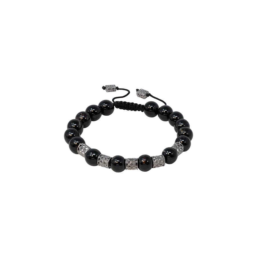 BEADED PULL BRACELET WITH BLACK TOURMALINE