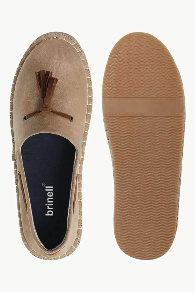 Beige Suede Tassel Espadrilles