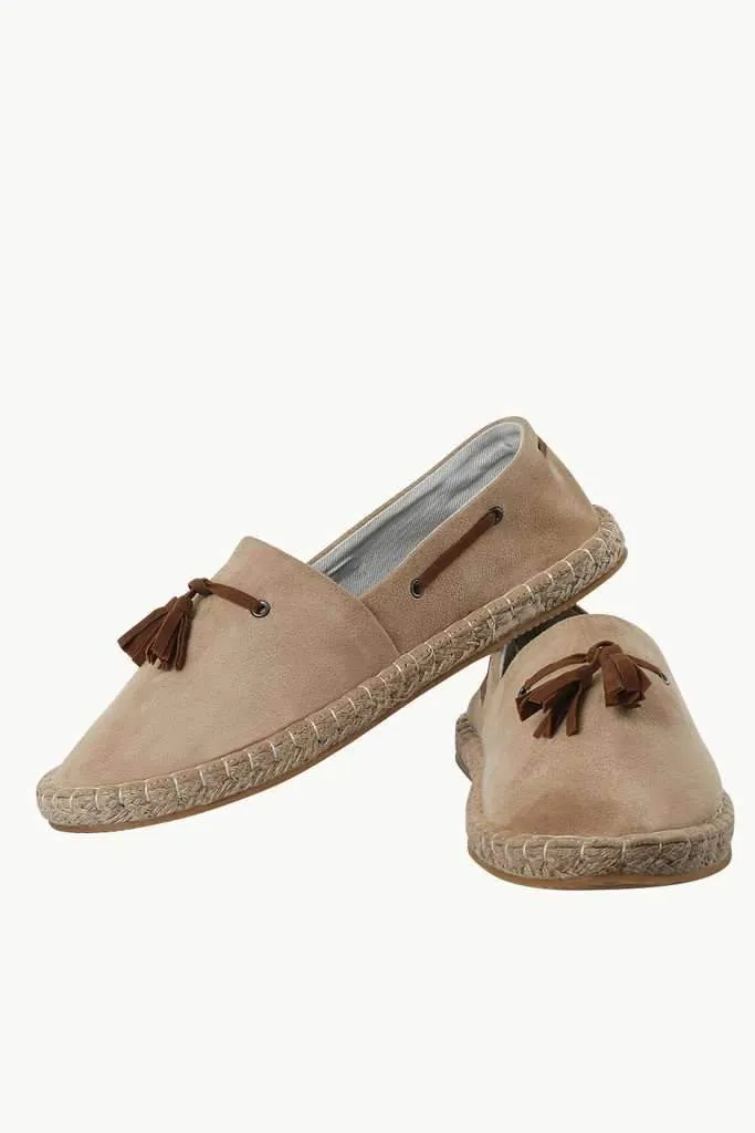Beige Suede Tassel Espadrilles