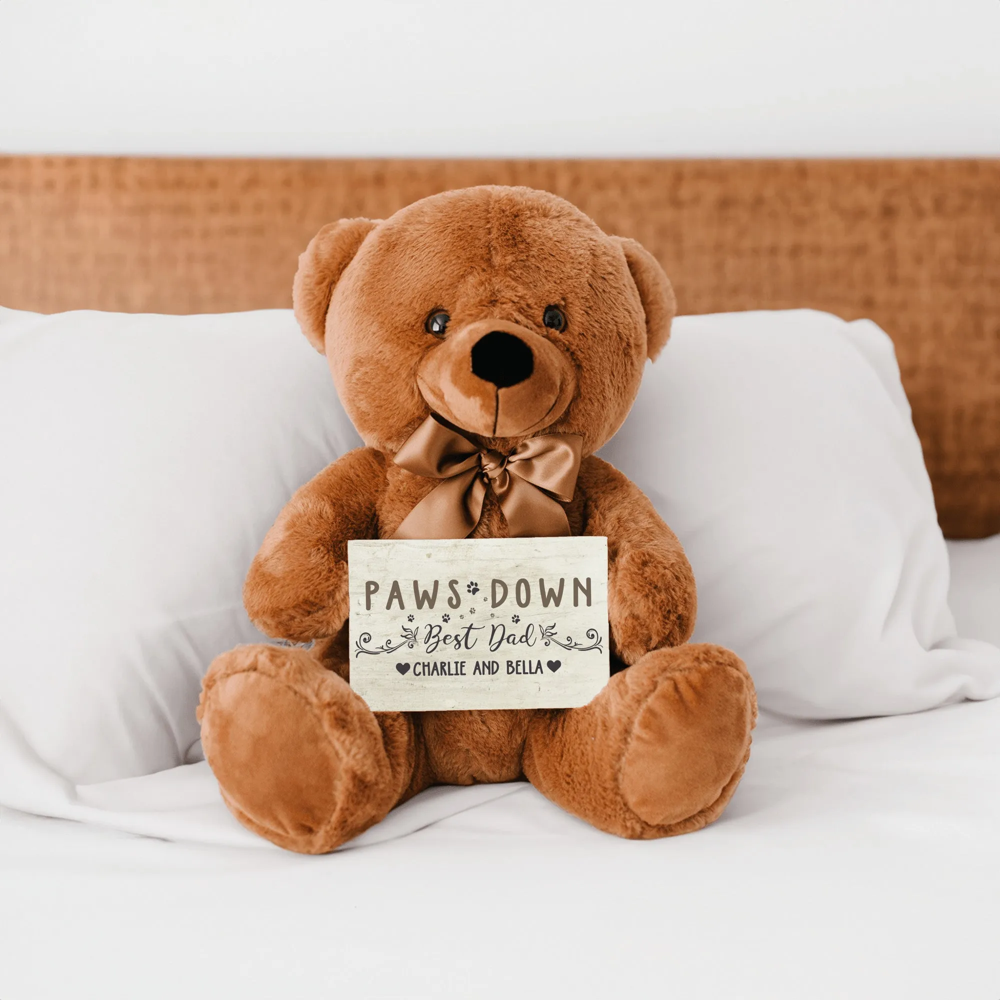 Best Dad Paws Down Teddy Bear with Message Card - PERSONALIZED - PRICE INCLUDES FREE SHIPPING