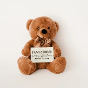 Best Grandpa Paws Down Teddy Bear with Message Card - PERSONALIZED - PRICE INCLUDES FREE SHIPPING