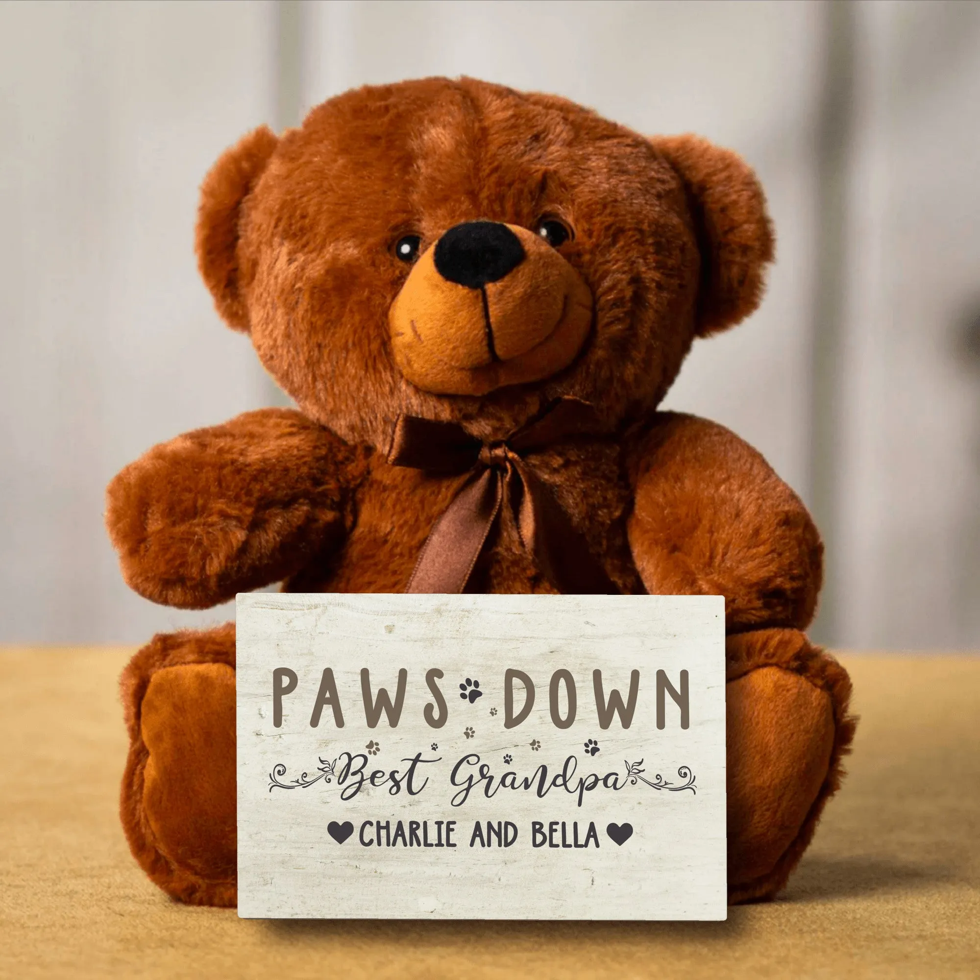 Best Grandpa Paws Down Teddy Bear with Message Card - PERSONALIZED - PRICE INCLUDES FREE SHIPPING