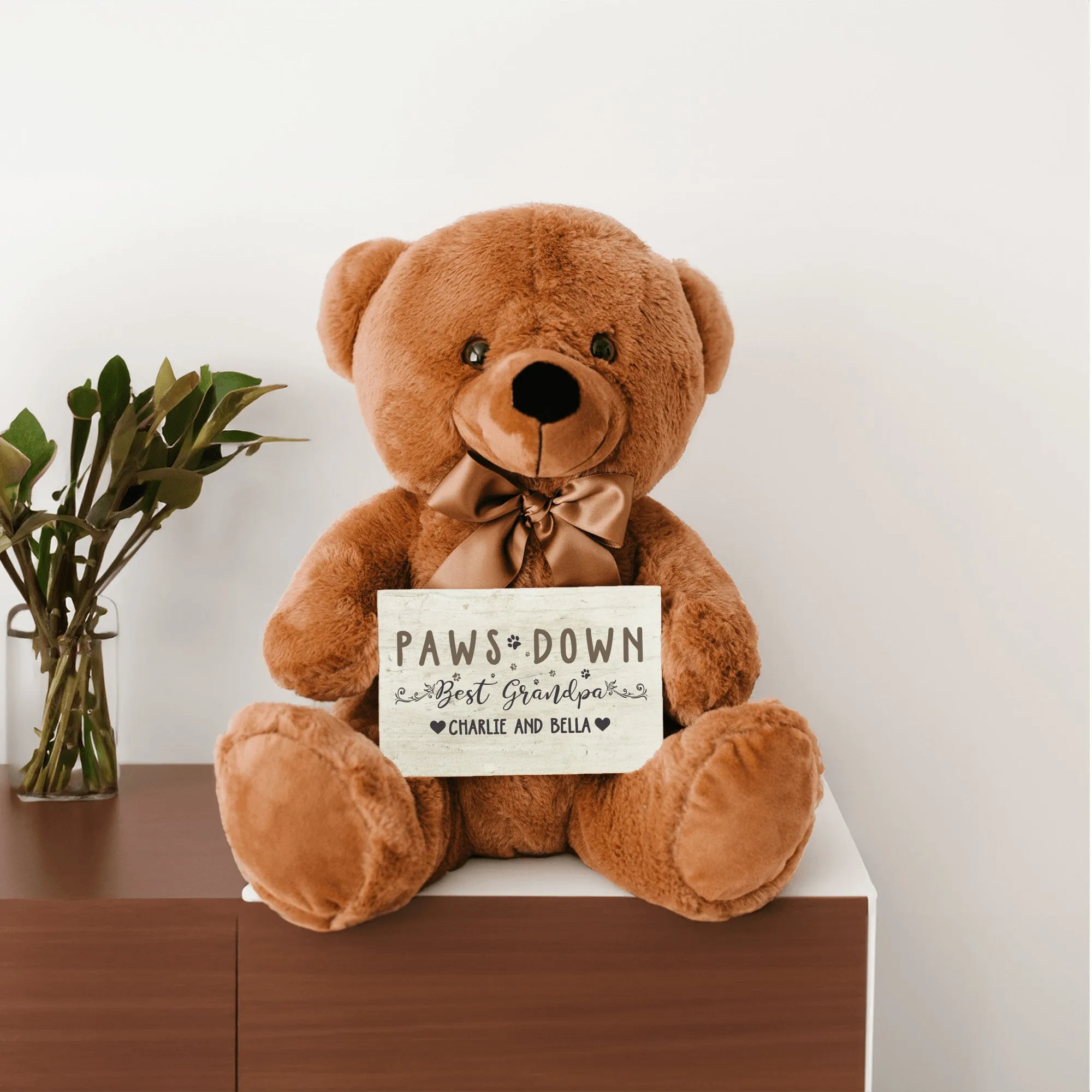 Best Grandpa Paws Down Teddy Bear with Message Card - PERSONALIZED - PRICE INCLUDES FREE SHIPPING