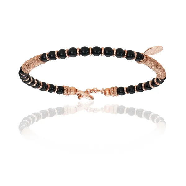 Black Agata Stone and Rose Gold Gift Idea for her