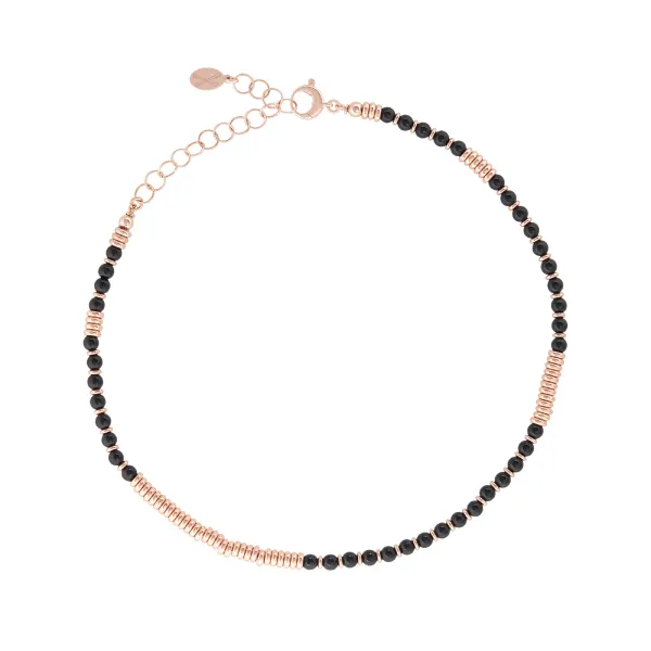 Black Agata Stone and Rose Gold Gift Idea for her