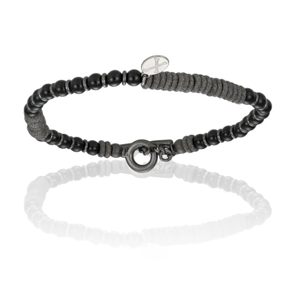 Black PVD and Beaded Bracelets Gift Idea for him