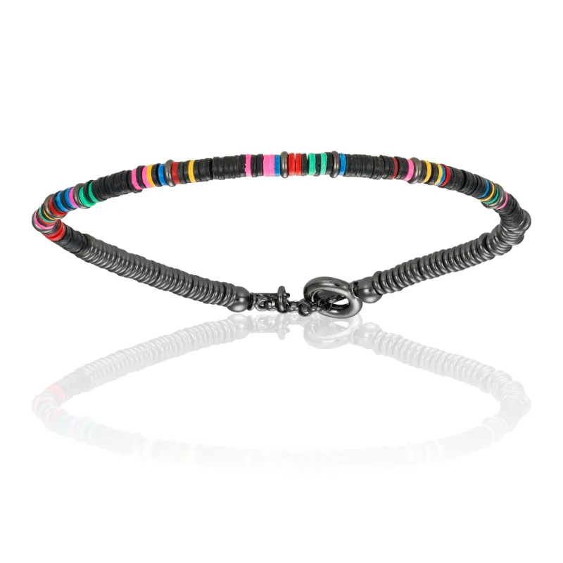 Black PVD and Beaded Bracelets Gift Idea for him