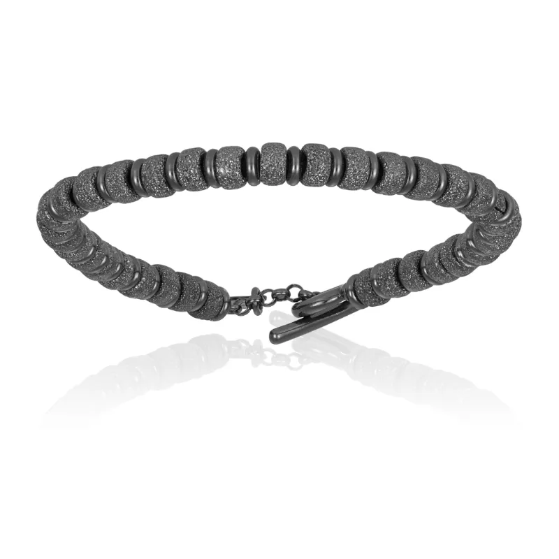 Black PVD and Beaded Bracelets Gift Idea for him
