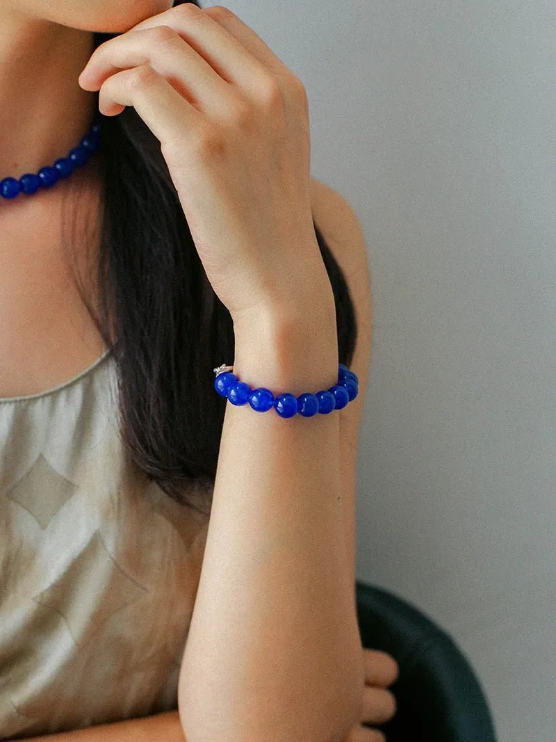 Blue Agate Beaded Figure 8 Buckle Bracelet