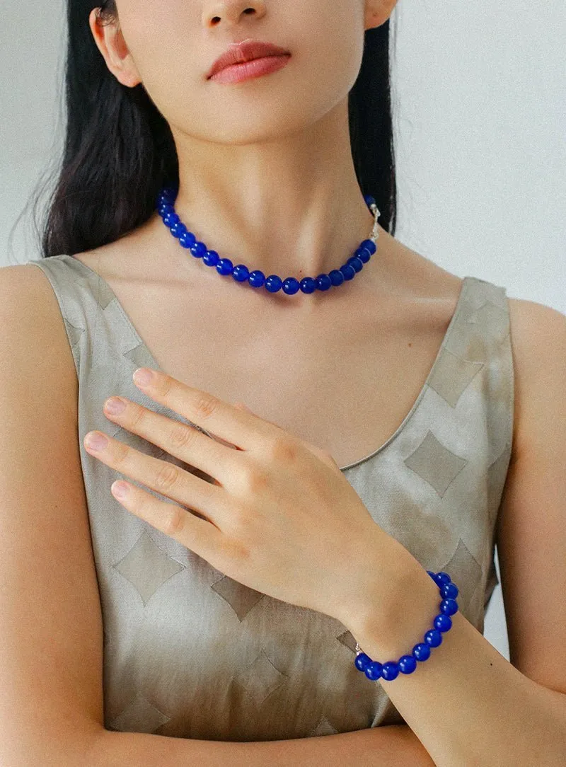 Blue Agate Beaded Figure 8 Buckle Bracelet
